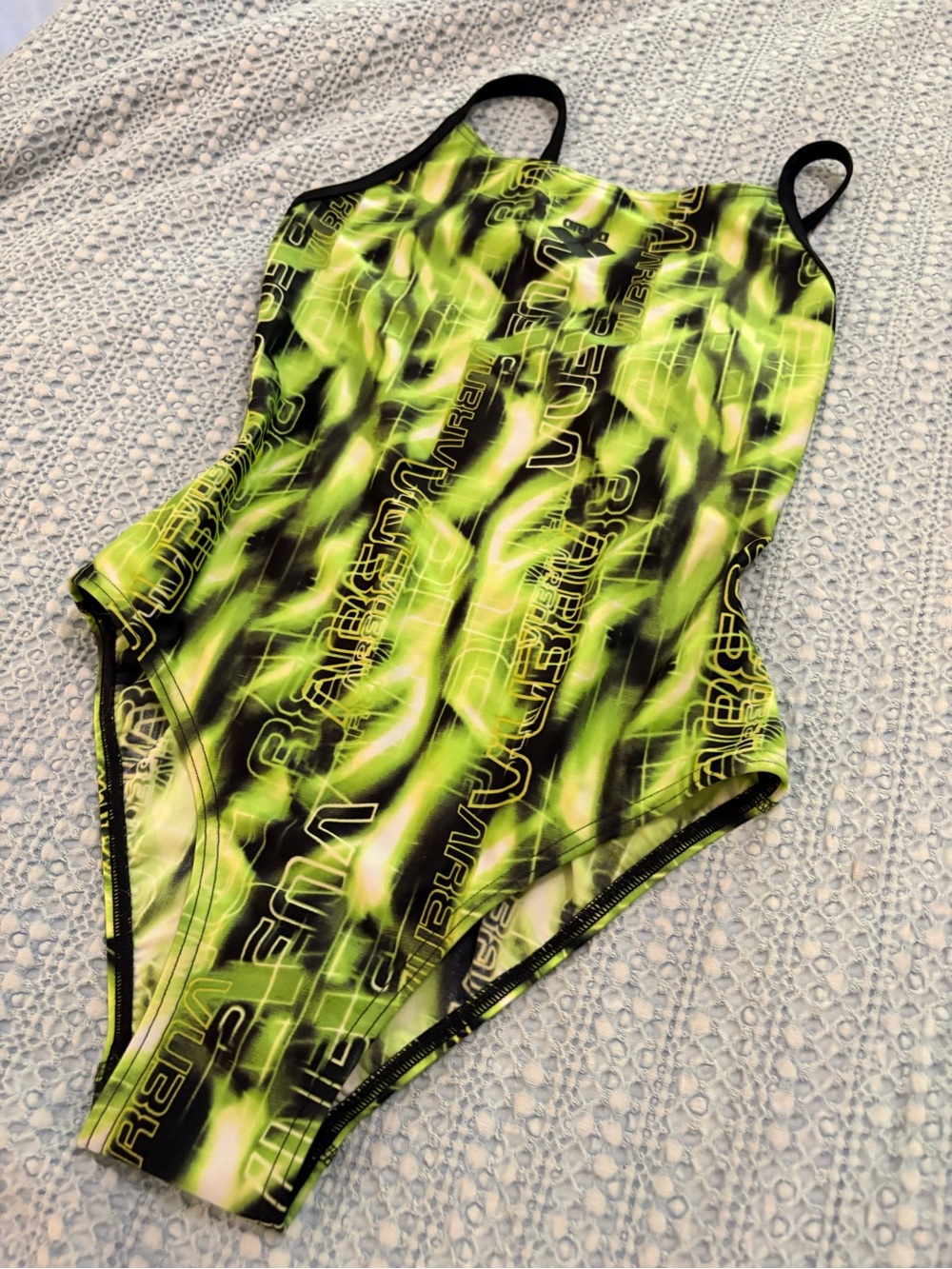 Arena Mabelle FL Spider Challenge Back Swimsuit Black Pistache Green Sz 32 - Picture 2 of 13